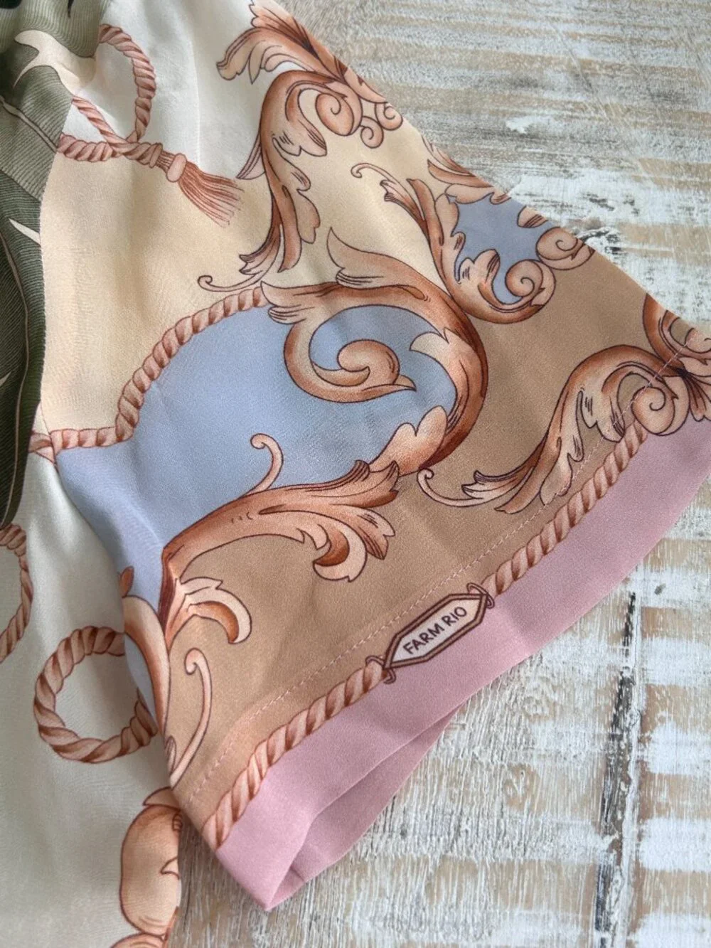 Farm Rio Banana Royalty Blouse/Shirt/Top Blush Pink Rose Gold Size Small NWOT